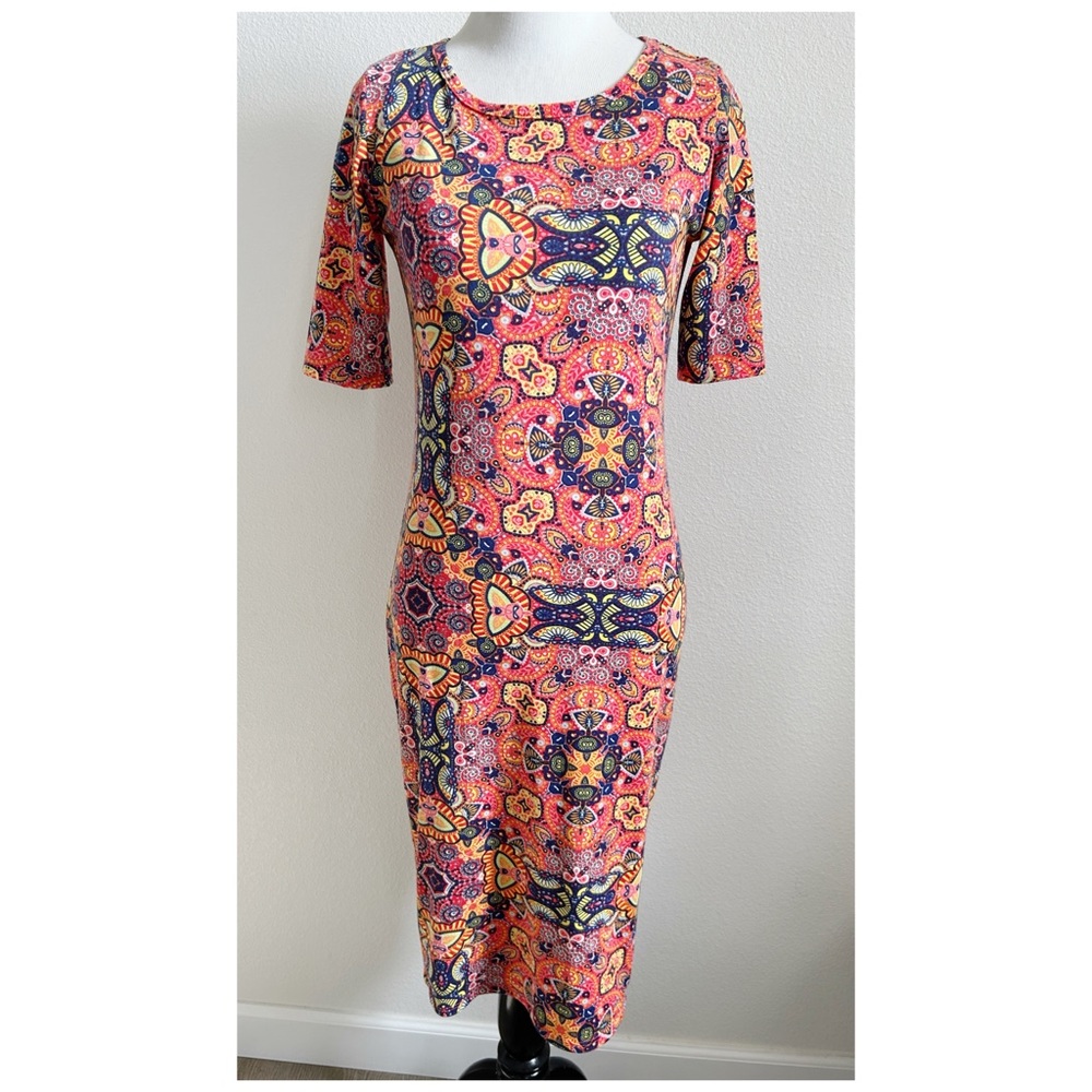 LuLaRoe Julia dress bright summer spring pattern midi